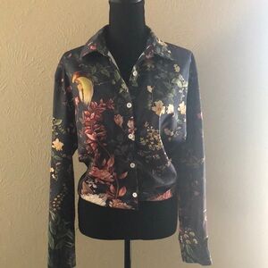 Artistic Black Floral Blazer Tailored Fit